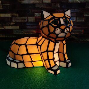 Stained Glass Style Cat Lamp